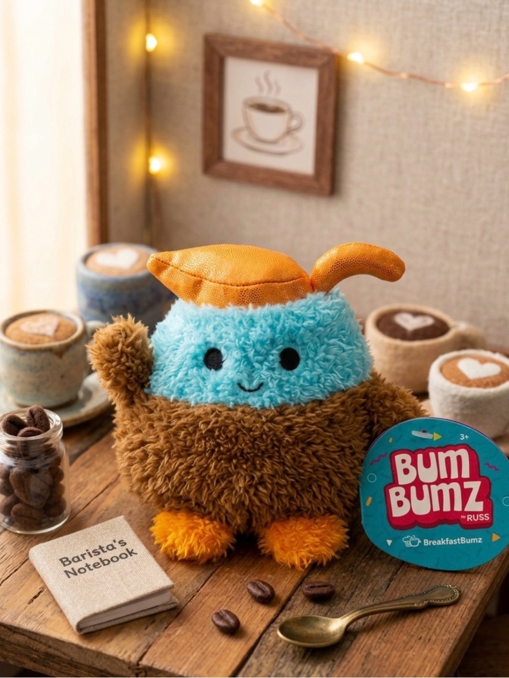 ☕️ Colton the Plush Coffee Pot 4.5 BumBumz Breakfast Toy - Blue & Brown